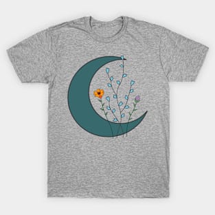 Moon Flower Art, Floral Astrology T-Shirt